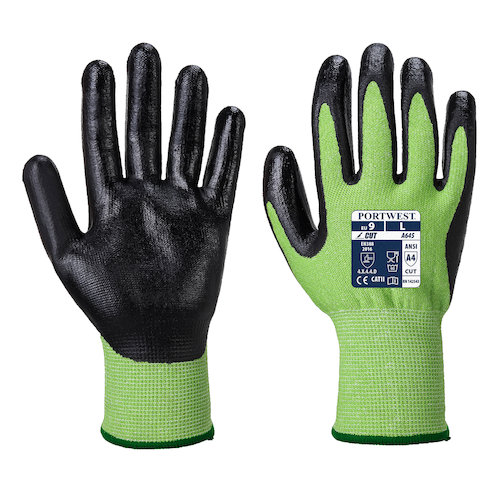 A645 Green Cut Nitrile Foam Gloves (5036108279630)